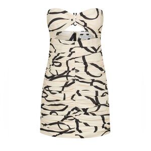 Shona Joy Black and Cream Strapless Dress